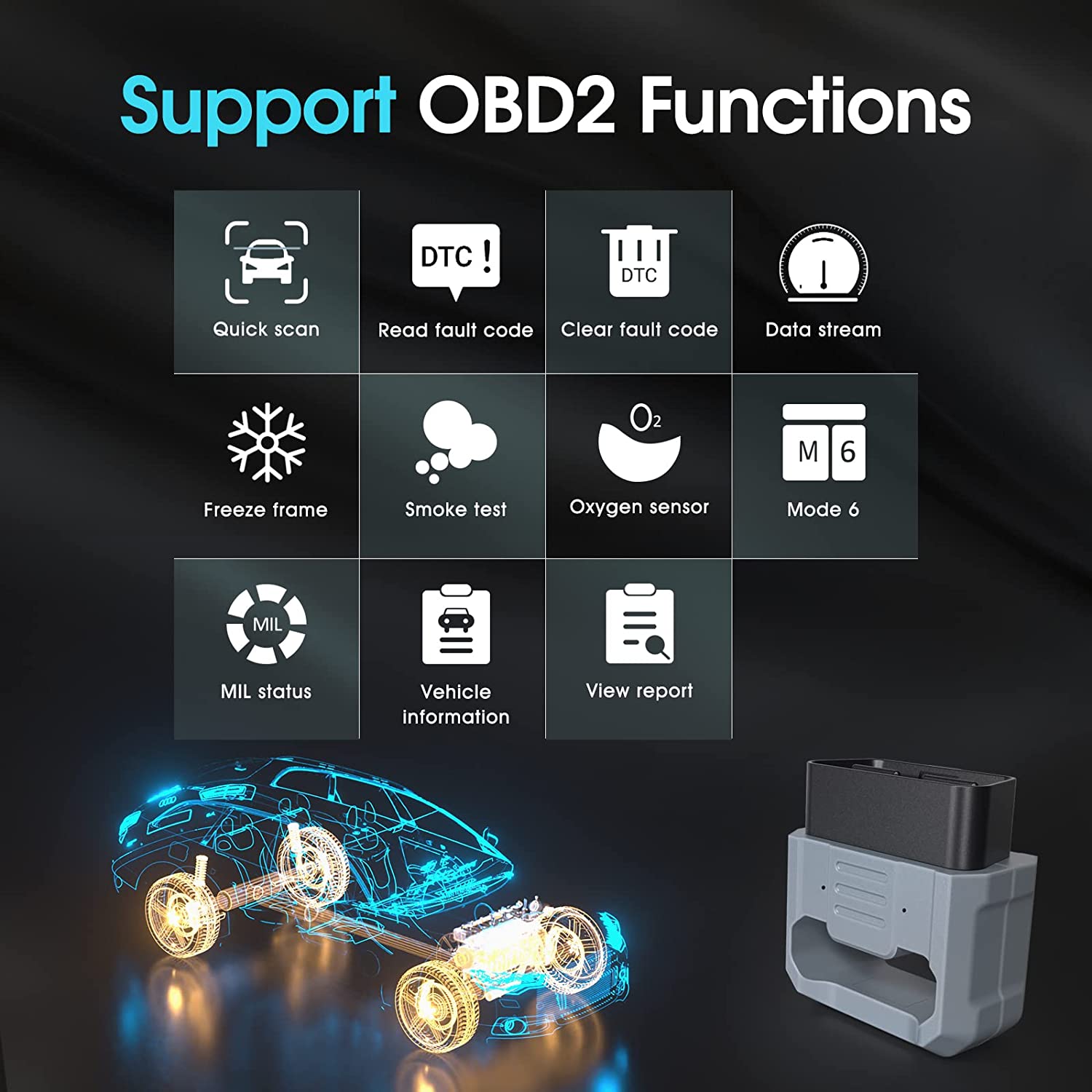 Bievin OBD2 Diagnosegerät Bluetooth 4.0(BLE) Auto Diagnose Scanner Diagnose Fehlercode Leser OBD Adapter für IOS und Android